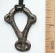 Ancient Old Bronze Pendant On Leather Cord (jry) Viking photo 3