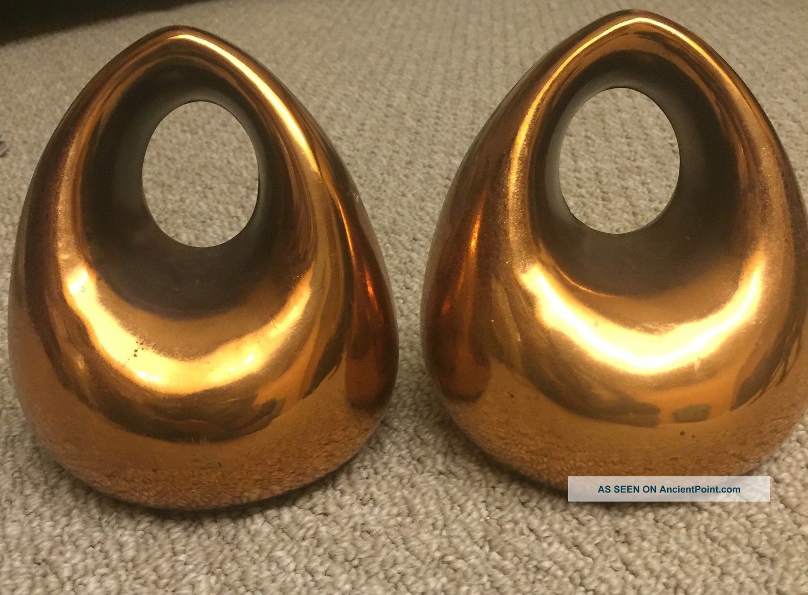 Ben Seibel Orb Stirrup Jenfredware Bookends Copper Finish Midcentury Raymor Mod Mid-Century Modernism photo