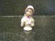 Miniature 1/2 Pincushion Doll Figurine Of Girl In Bonnet 1 3/4 