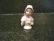 Miniature 1/2 Pincushion Doll Figurine Of Girl In Bonnet 1 3/4 