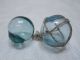Vintage Glass Fishing Float Blue/green Small Pair 1.  5 