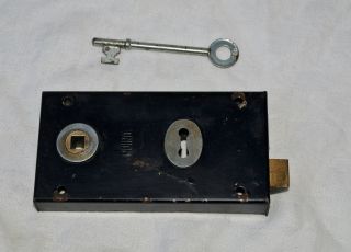 Reclaimed Vintage Union Door Rim Lock With Key - Both Ways Left Or Right photo