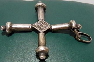 Outstanding Medieval Or Post Medieval Engraving Silver Amulet Cross 609 photo