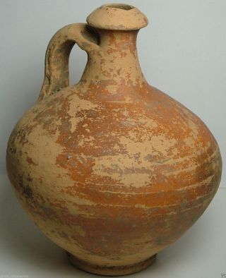 Rare Ancient Roman Clay Vase Jug Vessel Pottery Artifact Intact 3cent Ad photo