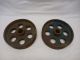 Vintage Pair Cast Iron Flat Belt Pulley/caster Wheels Other Mercantile Antiques photo 3