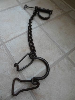 Antique Iron Shackles With Padlock,  Very Rare And Unique,  With Key photo