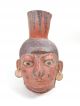 Pre Columbian Moche Peru Red / Black 11.  25 Inch Portrait Facial Pottery Vessel The Americas photo 1