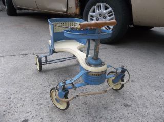 Vintage Mid Century 1950s Taylor Tot Baby Stroller Walker No.  45 Blue photo