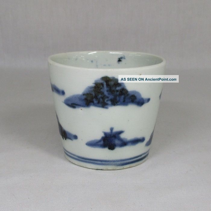 H858: Japanese Old Imari Blue - And - White Porcelain Cup Soba - Choko In 18c.  1 Bowls photo