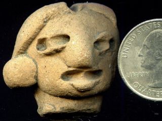 Pre - Columbian Michoacan Mexico Clay Figure Head,  Ca; 300 Bc - 200 Ad photo