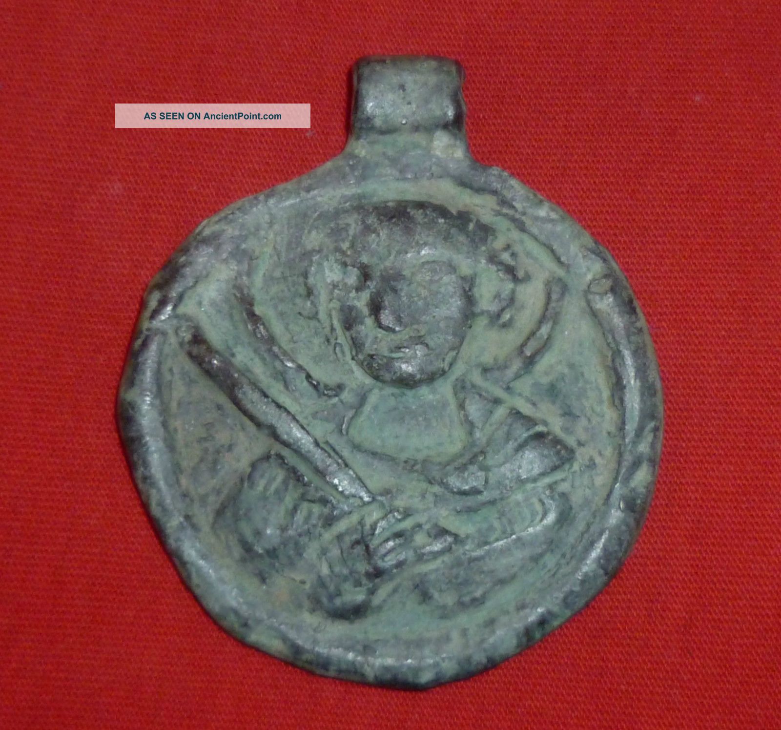 Large Ancient Byzantine Bronze Medallion - Amulet / Pendant Circa 1200 Ad - 1979 Other Antiquities photo