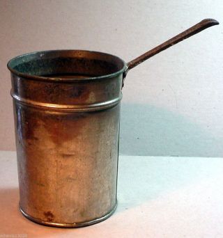 Primitive Tall Pot With Long Handle Tin Over Copper Ny Cookware Antique Kitchen photo