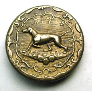 Antique Brass Sporting Button Hunting Dog Pictorial Design photo