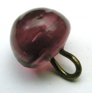 Antique Glass Charmstring Button Dimi Size Amethyst - Swirl Back photo