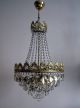 Large Antique French Basket Style Brass & Crystals Chandelier Ceiling Lamp Chandeliers, Fixtures, Sconces photo 1