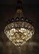 Large Antique French Basket Style Brass & Crystals Chandelier Ceiling Lamp Chandeliers, Fixtures, Sconces photo 7