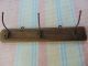 Antique Authentic Wall Hanger Carved Primitive Peg Wooden Base With Metal Gab Primitives photo 1