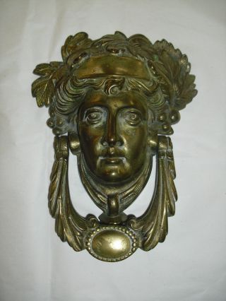 Vintage Brass Greek Goddess Door Knocker Ornate Heavy Brass Large Size photo
