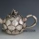 Vintage Oriental Brass Handwork Carved Lotus Teapot & Frog Lid W Kangxi Mark Teapots photo 2