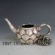 Vintage Oriental Brass Handwork Carved Lotus Teapot & Frog Lid W Kangxi Mark Teapots photo 6