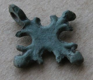 English Medieval Period Bronze Decorated Cross Pendant,  British Relic 1200 Ad, photo