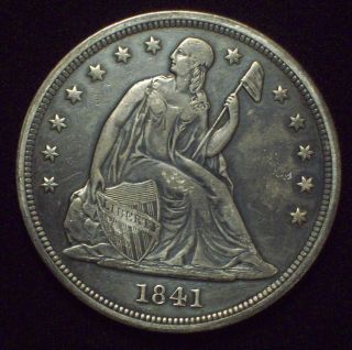 1841 Seated Liberty Silver Dollar Xf,  Detailing Authentic Coin Priced To Sell photo