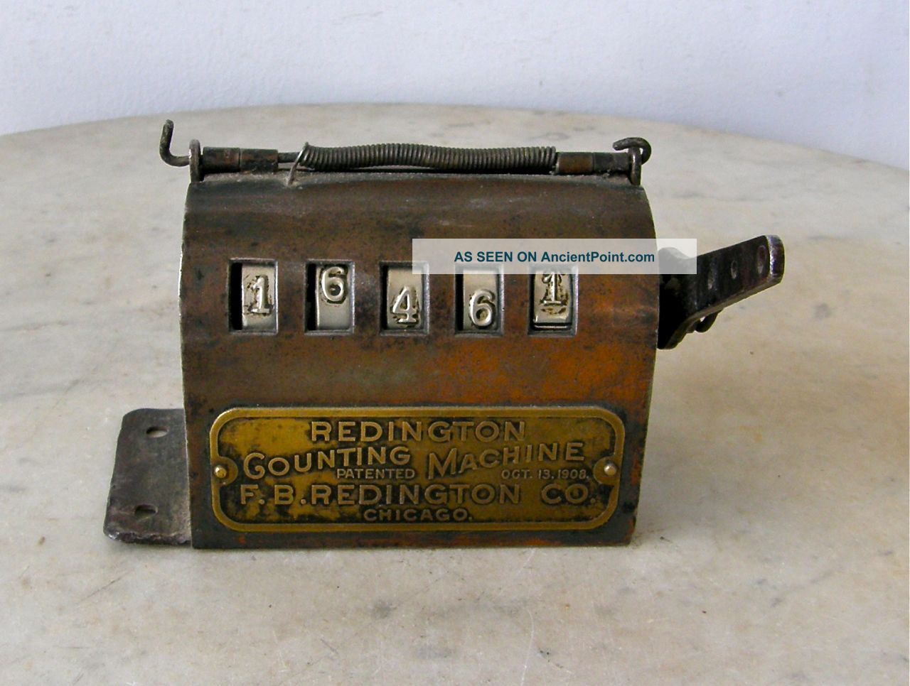 Copper Counting Machine Redington Counter 5 Digits Brass Name Plate Chicago 1908 Other Mercantile Antiques photo