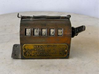 Copper Counting Machine Redington Counter 5 Digits Brass Name Plate Chicago 1908 photo