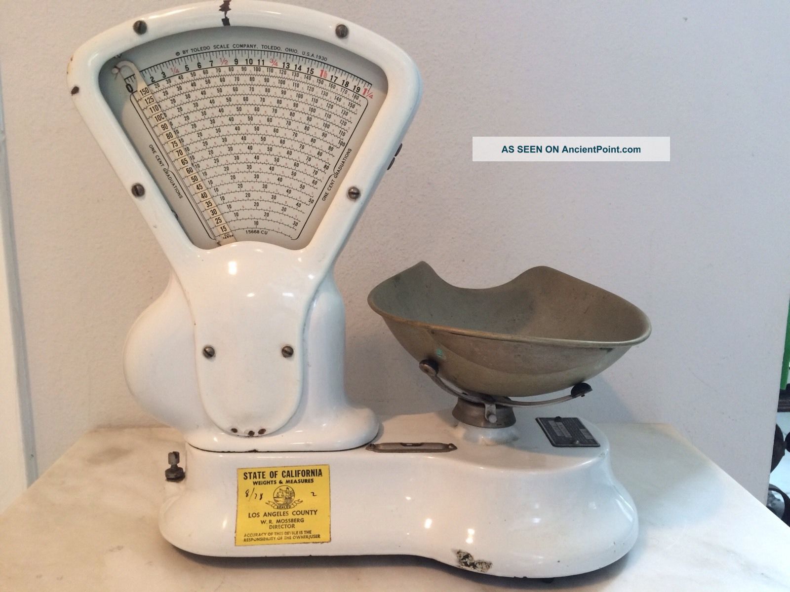 Antique Toledo 3lb Porcelain /candy Scale 405 Ca No Springs/honest Weight Scales photo