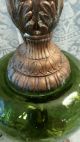 Antique Green Glass Font & Ancuthus Leaf Table Lamp Lamps photo 2
