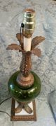 Antique Green Glass Font & Ancuthus Leaf Table Lamp Lamps photo 4