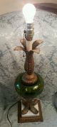 Antique Green Glass Font & Ancuthus Leaf Table Lamp Lamps photo 5
