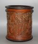 Ancient Chinese Old Bamboo Handwork Carvd Brush Pot W Brush Pots photo 4