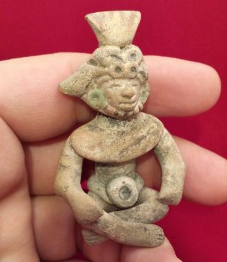 Teotihuacan Seated Clay Figurine - Pottery Antique Pre Columbian Artifact Aztec 1 photo
