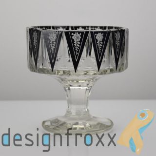 Rare Art Deco Haida Steinschonau Cut Crystal Glass Tazza Footed Bowl Palda Era photo