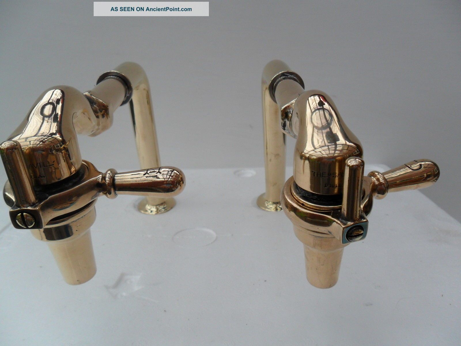 Fantastic Mega Rare Victorian Solid Brass Kitchen Taps Ideal Belfast Sink Other Antique Hardware photo