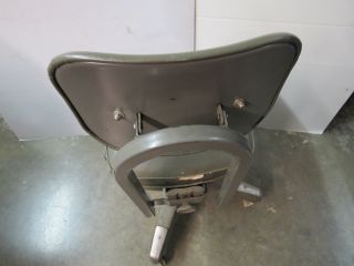 Vintage Gray Vinyl Office Desk Chair With Rolling Metal Base Steampunk photo