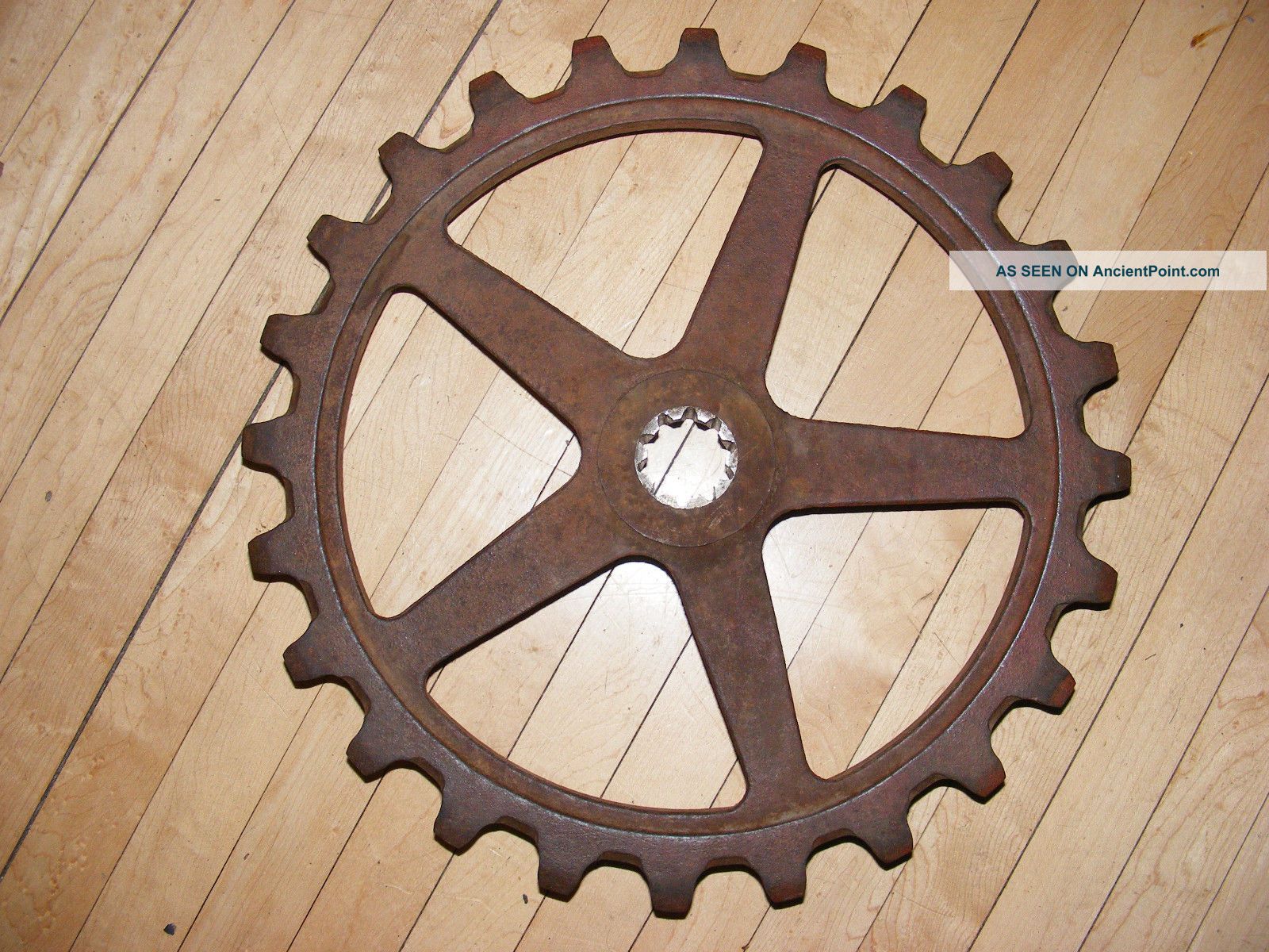 Antique Cast Iron Red Farm Industrial Gear Sprocket Cog Barn Steampunk Art Other Mercantile Antiques photo