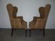 Pair Vintage Chippendale Fan Wing Back Club Chairs Ball & Claw Feet 120711 Post-1950 photo 5