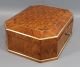 19thc Antique Parquetry Inlaid Wood & Brass Trinket Jewelry Dresser Box Chest Boxes photo 2