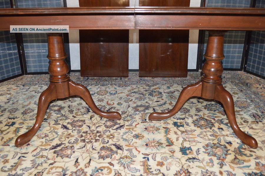 Vintage Ethan Allen Queen Anne Style Cherry Dining Table W Dbl