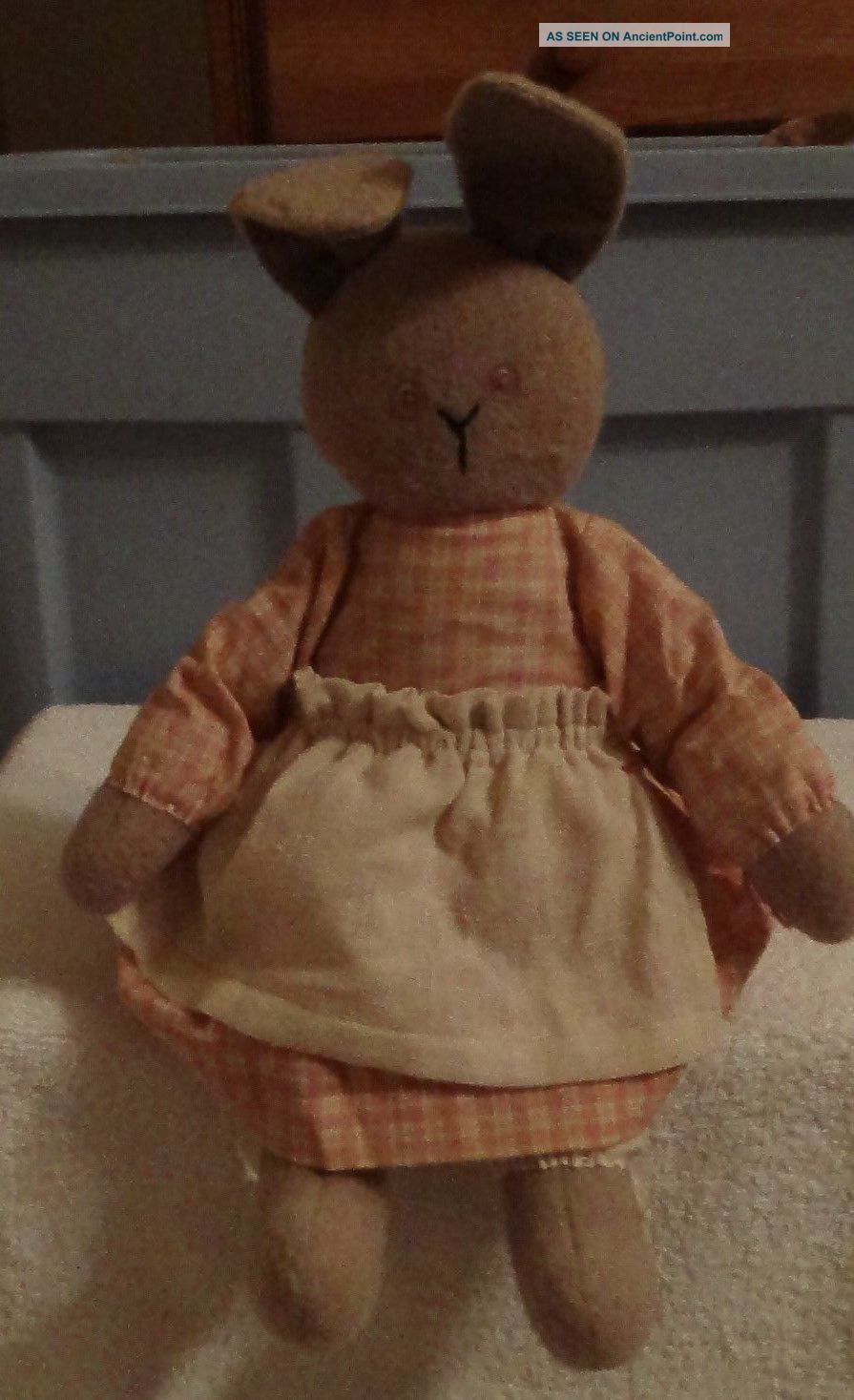 Primitive Easter Bunny Rabbit Fabric Cloth Stuffed Doll Primitives photo
