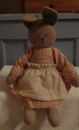 Primitive Easter Bunny Rabbit Fabric Cloth Stuffed Doll photo