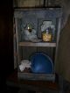 Primitive Old Cupboard,  Early Pantry Box W/jars,  Dry Goods,  Bowl,  Light Gathering Primitives photo 1
