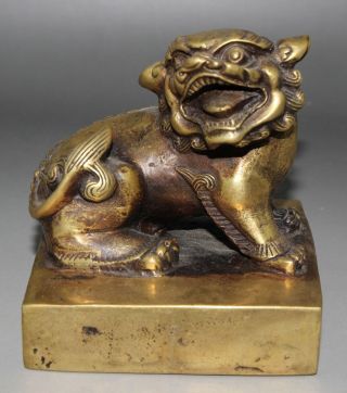 1220g Ancient Chinese Old Bronze Lion Seal photo