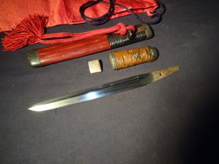 Japanese Sword Tanto,  Kaiken Dagger In Aikuchi Mountings,  Kogarasumaru photo