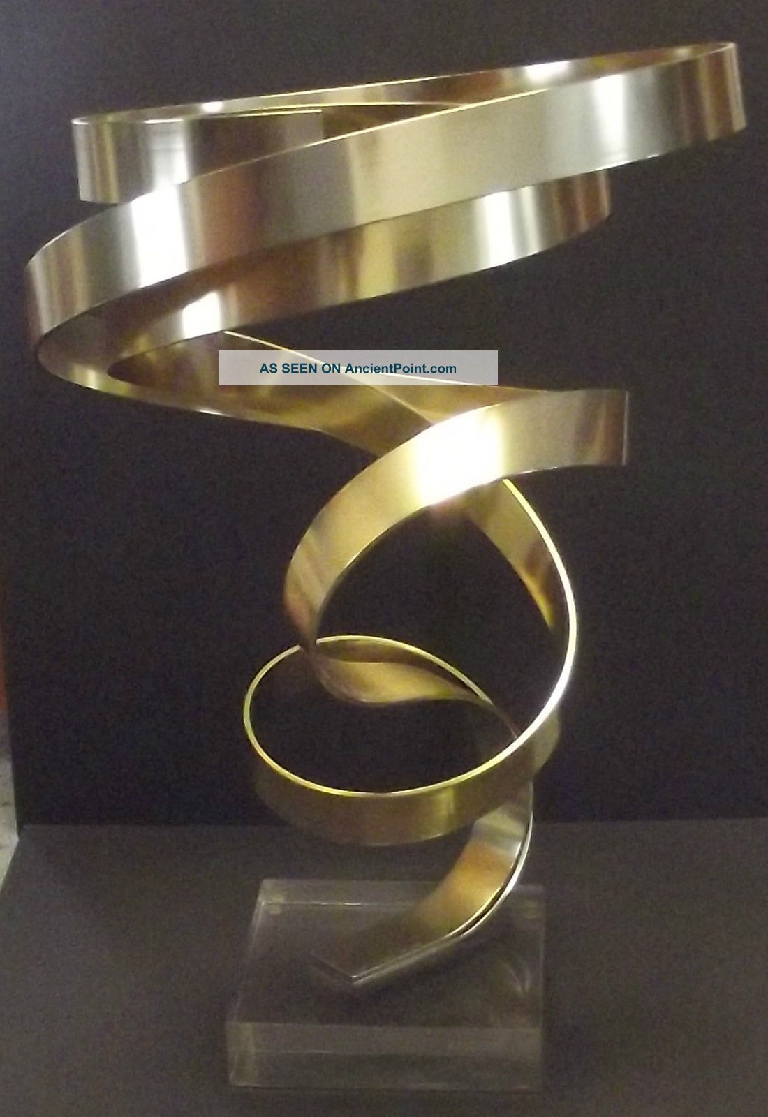 Abstract Dan Murphy Kinetic Double Ribbon Sculpture1988/frozen Tornado Mid-Century Modernism photo