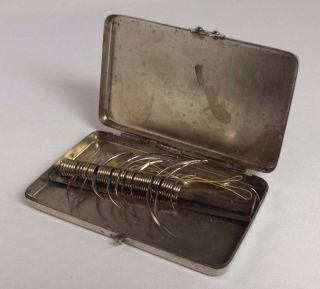 Awesome Antique Selection Of Suture Needles In Metal Case - Around 1900 photo