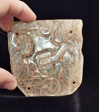 Olmec Incised Crystal Plate Plaque Pendant Antique Pre Columbian Artifact photo