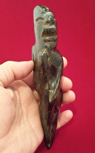Carved Olmec Were - Jaguar Shaman Stone Figurine Pendant Pre Columbian Artifact photo